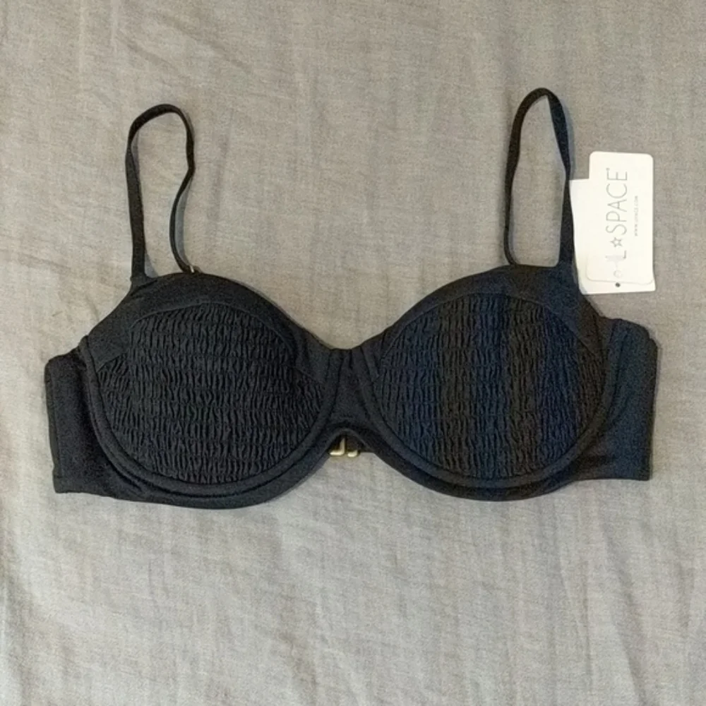 L*Space Marley Smocked Underwire Bikini Top Black